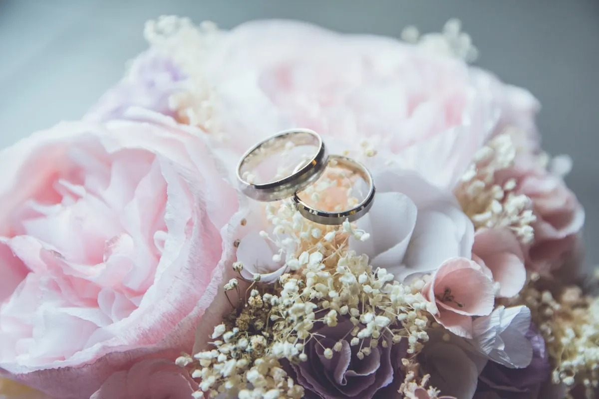 Wedding rings on linen